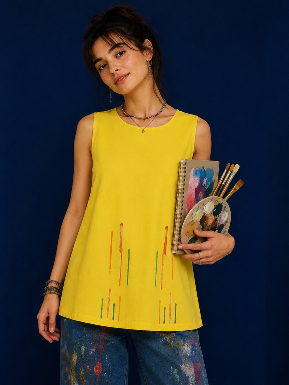 Retro vintage 90's Jams World splatter paint tunic Tank Size M lightweight